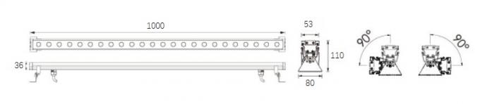 barre linéaire décorative de joint de mur de 20*2W 1000mm LED, lumière d'inondation de lavage de mur de LED 0