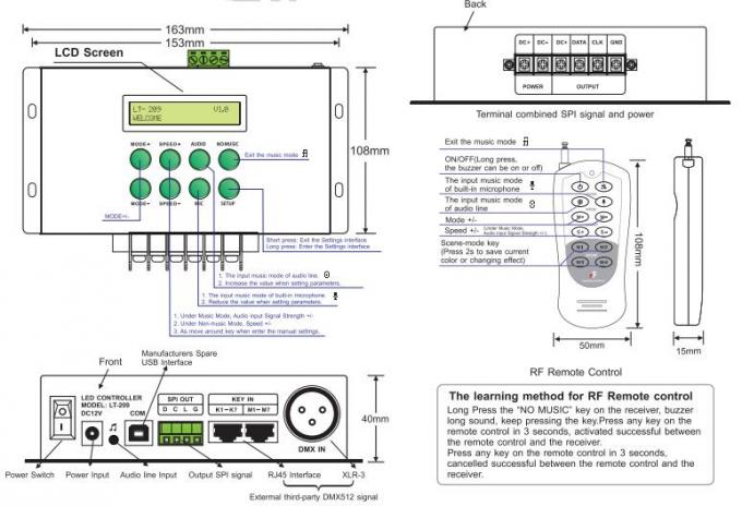 Contrôleur de Music DMX de contrôleur du pixel LED de LED Digital Support Matrix/mode linéaire 0