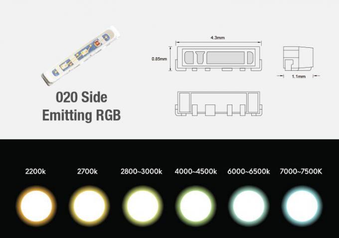 La couleur simple/RVB a mené l'émission latérale élevée des lumières de bande SMD 020 auto-adhésifs CRI90 24VDC 1