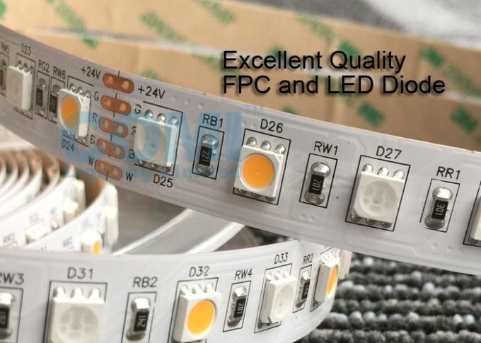 24V RVB + OEM/ODM flexibles blancs chauds des lumières de bande de LED 72 LED M acceptable 2