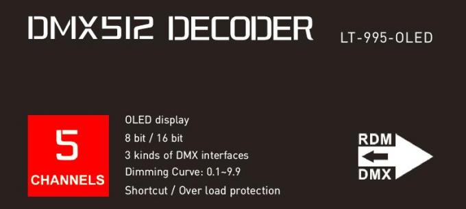 6A * décodeur de Dmx mené 5 par canaux pour la résolution 16bit/8bit menée de lumières facultative 1