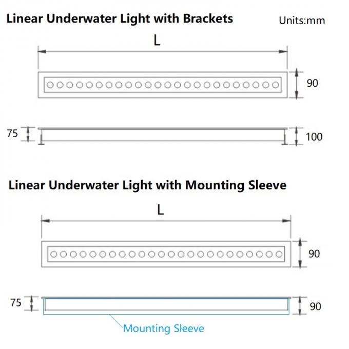 acier inoxydable de lumières sous-marines linéaires de 600mm 1000mm IP68 24VDC LED 0