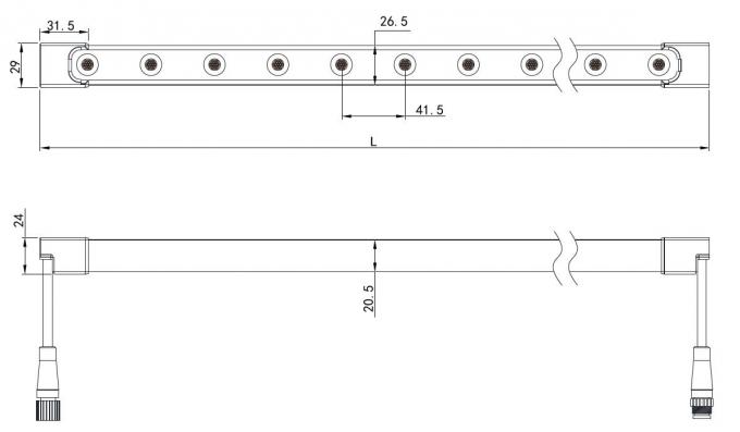 Lumière linéaire flexible 24VDC 24W 2000LM IP65 de joint de mur de flexion libre de LED 0